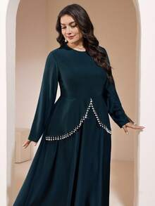 Veilorie Plus Size Elegant Party Dress With Tassel Decor - Dark Green - View 6