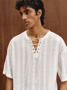 TOKVUE Men's Casual Knit Short Sleeve T-Shirt, Suitable For Spring And Summer Daily Wear - White - View 2