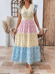 SHEIN LUNE Plus Size Paisley Print Long Vacation Casual Dress Boho Summer Old Money Outfits For Women Spring Break Rave Festival Mothers's Day Church - Multicolor - View 1