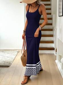 女士吊带修身长裙，适合春夏穿着 - 彩色 - 查看 8