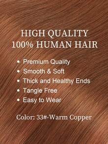 4PCS With 8 Clips Straight Clip In Hair Extensions 100% Real Human Hair Color 33# Auburn Brown 12-18 Inch Double Weft Invisible Clip Hair Extensions Remy Natural Human Hair For Women Girls Daily Full HeadUse Winter Christmas Halloween Costumes Autumn Outfits Women Fall Outfits - S33 - View 5