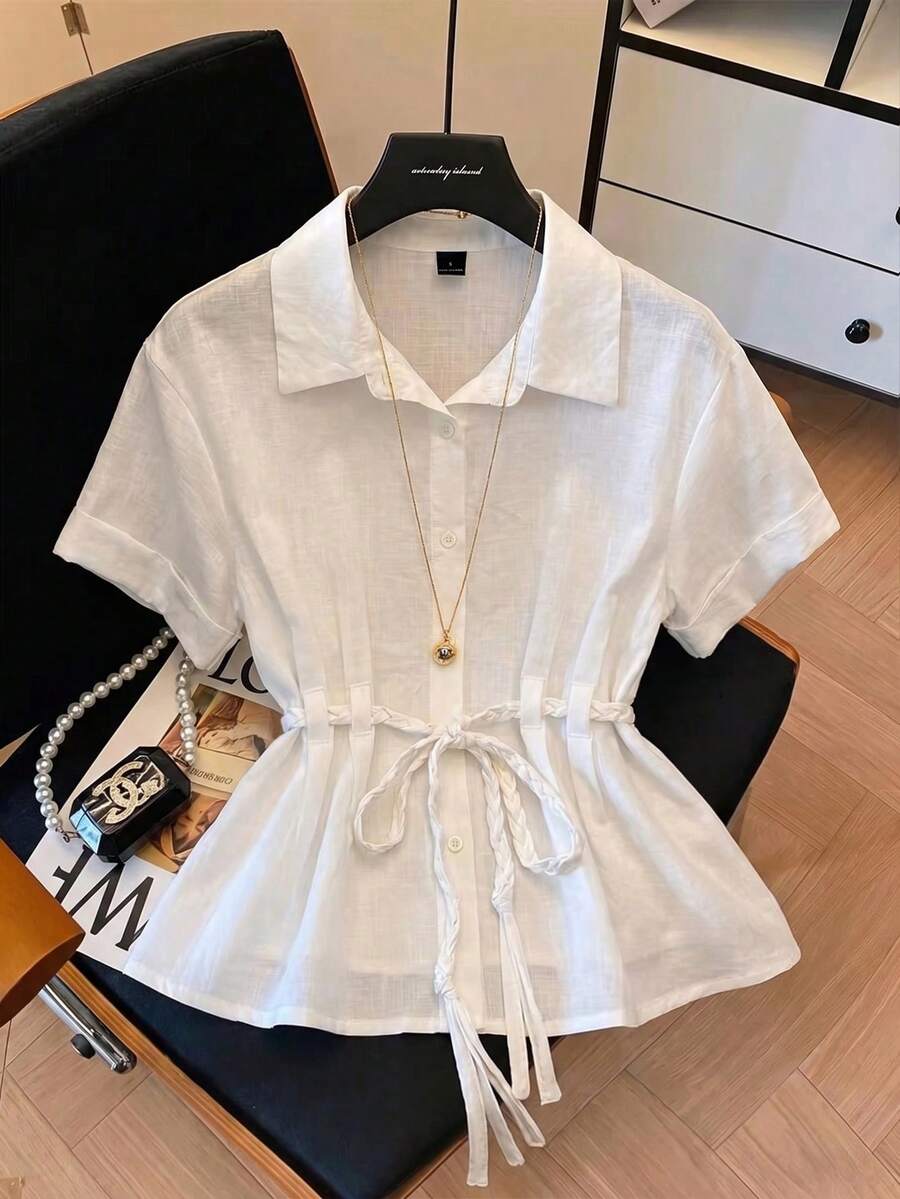 GlowEve Women's Woven Casual And Simple Summer Blouse - White - View 1