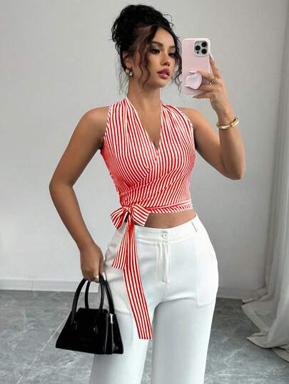Elenzga Chaleco de verano casual y elegante tejido para damas