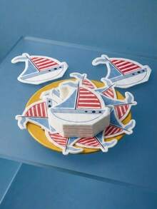 Joivida 1 pieza Servilletas de fiesta con forma única de velero, adecuadas para cumpleaños, fiestas de bebé, decoración festiva, apropiadas para pastelerías, cafeterías, restaurantes, Halloween, Navidad y suministros para fiestas - Tejido de color de forma especial de velero de dibujos animados - Ver 1
