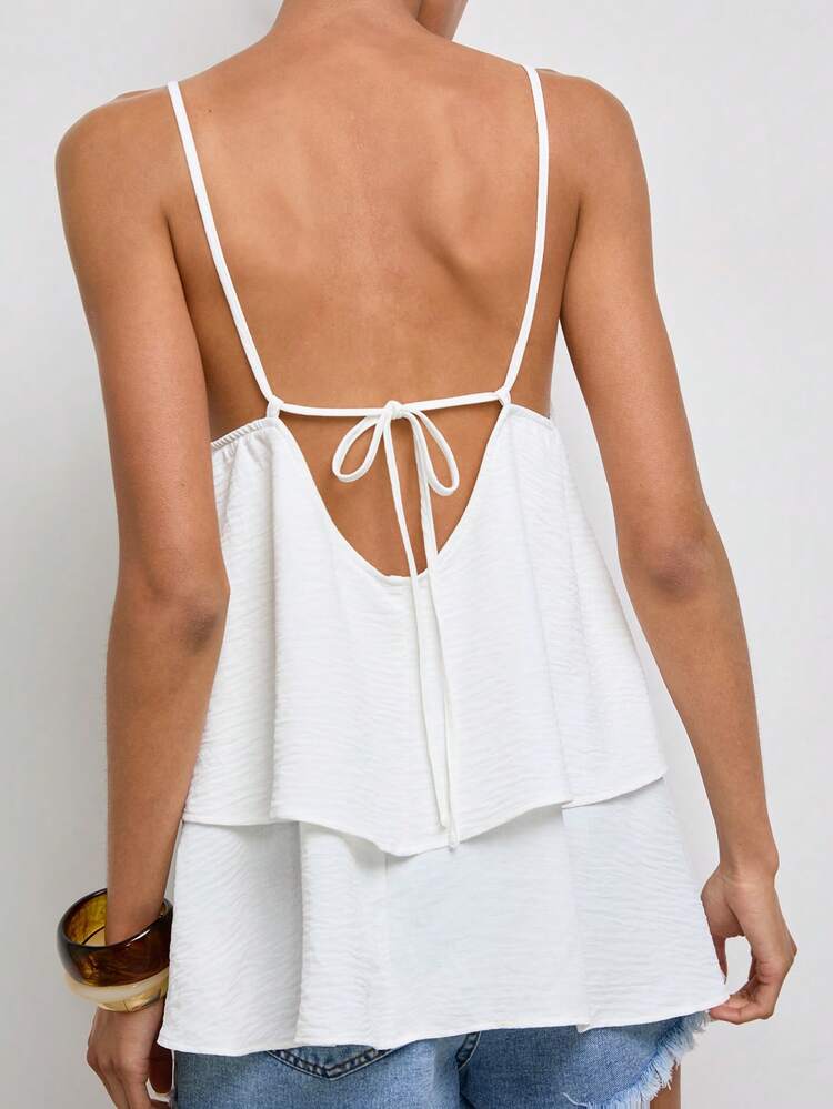 SHEIN Maija Women's Casual Solid Color Tie-Back Sleeveless Top, Summer