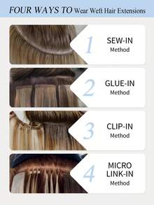 Tóc nối may vào, tóc thật 12-22 inch, màu nâu caramel đến vàng 613, tóc thẳng, 50g, thích hợp cho tiệc tùng, đám cưới và sử dụng hàng ngày. - Nhiều màu - Xem 8