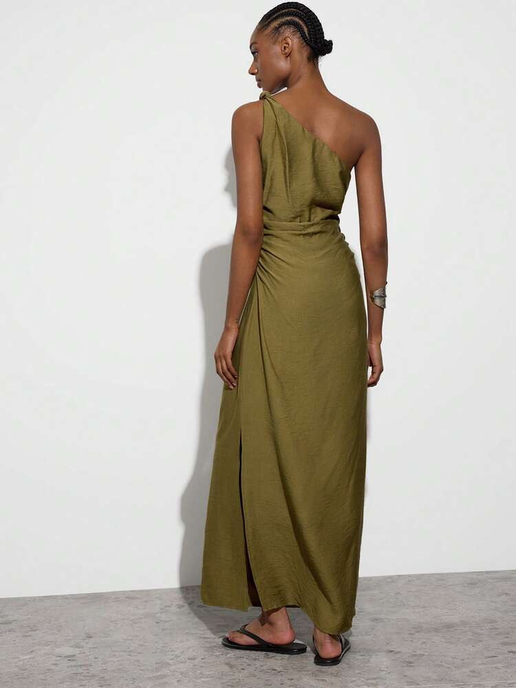 SHEIN Maija Women's Casual Solid Color Side Slit Dress, Summer, Summer Dresses, Summer Clothes, Summer Outfits, Spring Outfit , Spring Dress Women , Festival Dresses , Elegant Party Dresses, Beach Dresses , Beach Outfit For Women ,Beach , Casual Dresses For Women , Casual Women's Dresses, Holiday Outfits For Women, Vacation Outfits For Women, Holiday,Summer Dresses For Women