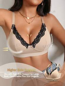 DesireSculpt Casual Apricot Padded Bra With Contrast Lace And Removeable Cups For Ultimate Lift - Apricot - View 6