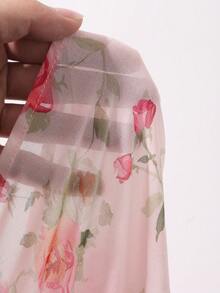 DAZY Camisola casual de verão com alças ajustáveis, laço e detalhes em renda floral contrastante para mulheres. Ideal para férias. - Rosa - Ver 7