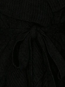 Rafferiza Women's Basic Minimalist Elegant French Fashion Romantic Tie-Front Cardigan - Black - View 7