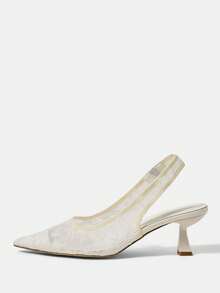 CUCCOO HITCHD Zapatos de tacón de aguja con correa transparente para mujer, sandalias de novia de estileto para boda - Blanco - Ver 8