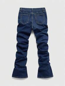 ROMWE MEN Street Life Men's Casual Fashion Street Rhinestone Embellished Flared Jeans - Dusty Blue - View 2