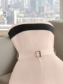 GlowEve 女士优雅通勤撞色抹胸连体裤，夏季 - 粉色 - 查看 4