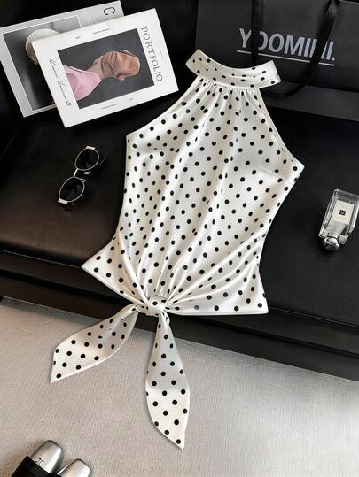 SHEIN Franclia 女士夏季性感波点吊带背心（印花不规则剪裁）