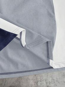 AXEPEAK Kaos Pria Lengan Pendek Leher Bulat Motif Geometris Kasual Serbaguna - Baby Blue - View 5