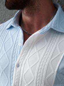 Manfinity CasualCool Men's Color Block Single-Breasted Casual Versatile Commute Short Sleeve Shirt - Multicolor - View 6
