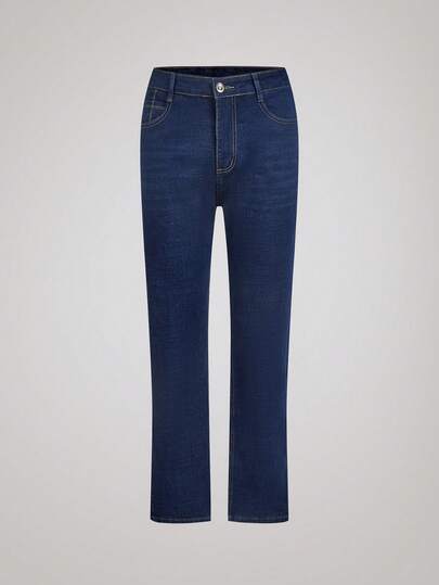 Officeau 男士弹力修身直筒商务休闲牛仔裤，斜插口袋设计，适合日常穿着