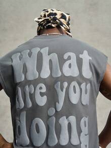 PAVTROS Men's Casual Slogan Graphic Versatile Daily Wear Top - Black - View 1