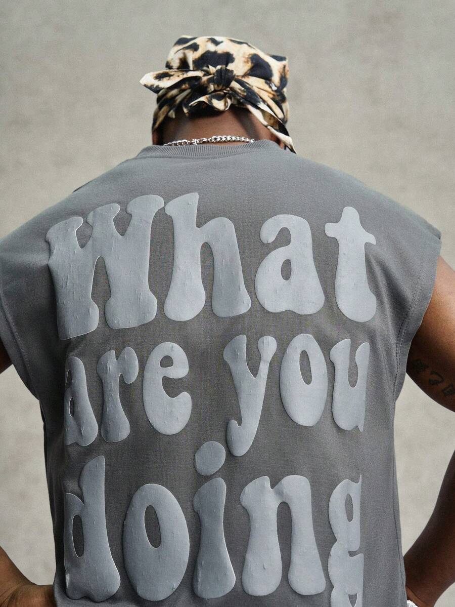 PAVTROS Men's Casual Slogan Graphic Versatile Daily Wear Top - Black - View 1