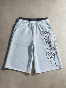 TOKVUE 男士街头风畅销二合一腰带英文刺绣运动裤，适合户外音乐节、日常出行、朋友聚会、送给男友/老公的礼物、周年纪念礼物，浅灰色 - 彩色 - 查看 9