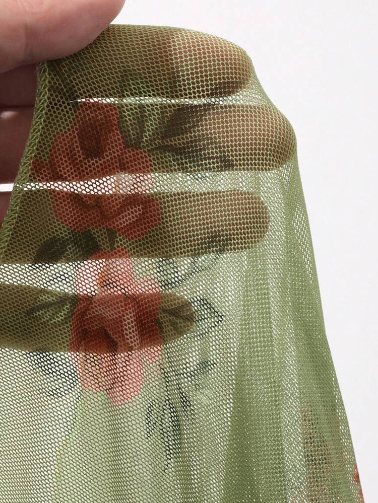 Ditsy Floral Short Sleeve Sweetheart Collar Casual Summer Blouse For Women