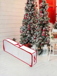 1 pieza Caja de almacenamiento de regalo de material PE con bolsillo interior para debajo de la cama, organizador para papel de regalo de Navidad, bolsa de almacenamiento de decoraciones navideñas, organización del hogar y ahorro de espacio - Material de polietileno - Ver 5
