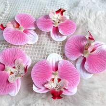仿真兰花布艺花头，人造兰花花头，适用于DIY工艺品、家居、婚礼、派对、摄影道具装饰 - 彩色 - 查看 8