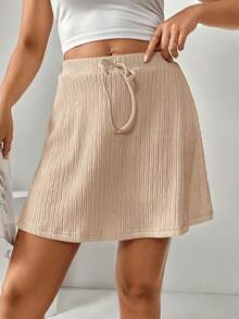 SHEIN Essnce Women's Casual Versatile Shorts With Leggings - Apricot - View 3