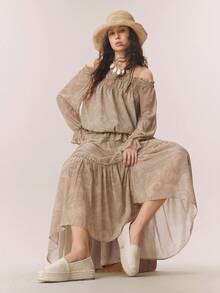 Styleloop Sepatu Flat Longgar Bergaya Bohemian Amerika Barat Vintage, Sepatu Serbaguna untuk Festival Musik dan Pesta Natal - kanvas krem - View 9