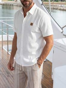 VENTUSAIL Men's Casual Holiday Shirt And Striped Pants Set - Multicolor - View 6