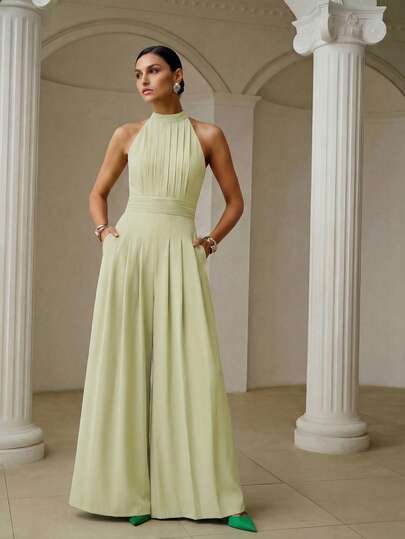 ZEYLAH 褶饰口袋连体裤