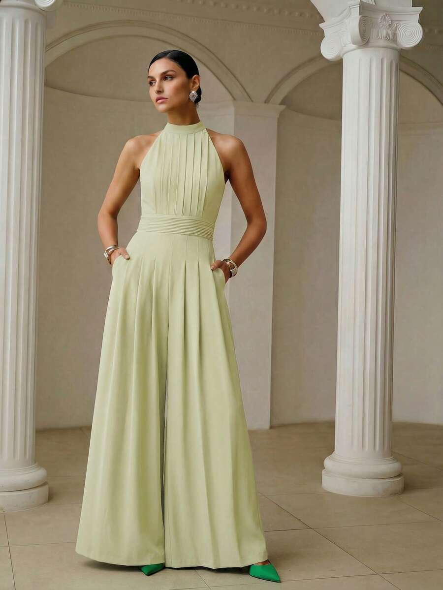 ZEYLAH 褶饰口袋连体裤 - 薄荷綠 - 查看 1