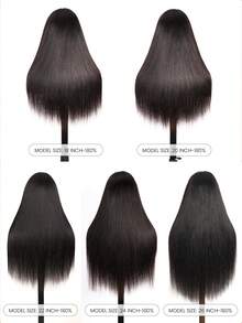 ALL READY WIG 13x6 直发 Flexfit 抽绳假发适合所有头型前部假发真人发 180% 密度漂白结头无胶真人发假发自然黑色女士 - Natural Black - 查看 9