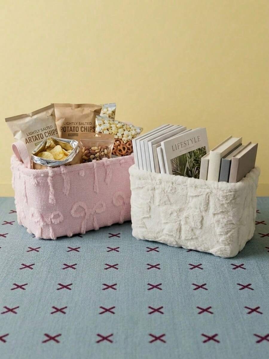 Joivida 1 buah Keranjang Penyimpanan Mewah dengan Pegangan, Kotak Penyimpanan Kain Lipat, Keranjang Penyimpanan Felt Lembut, Digunakan untuk Menyimpan Kaus Kaki, Pakaian Dalam, Makanan Ringan, Dekorasi Rumah, Buku, Majalah, dll., Solusi Penyimpanan Rumah Multifungsi. - MultiWarna - View 1