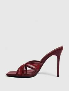 CUCCOO SZL Giày sandal cao gót dành cho nữ - Màu Đỏ Sâu - Xem 4