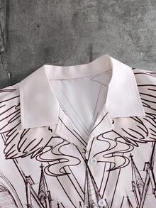 AXEPEAK Camisa casual de verano con botones delanteros y estampado de manga corta para hombre - Multicolor - Ver 5