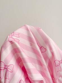 Women's Sweet Cute Cartoon Bear & Bow Striped Heart Print Ribbon Bow Ruffle 2-Piece Pajama Bottom Set - Multicolor - View 7