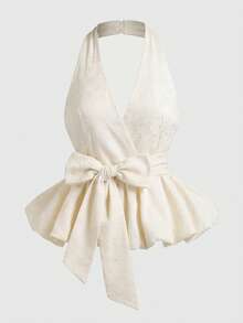 GlowEve 女士蝴蝶结泡泡袖衬衫，适合度假、野餐、早午餐、派对等场合，亦可作为派对装扮，亦可作为Y2K风格、抹胸上衣、夜店装、露肩上衣、婚礼宾客装扮、可爱衬衫、女士露肩上衣、度假女孩、波西米亚女孩、乡村音乐节、狂欢节、早午餐、海滩度假、欧洲夏季等场合穿着。 - 杏色 - 查看 1