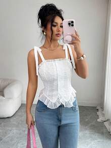 Elenzga Áo camisole ren ngắn ôm dáng màu trắng, cổ vuông kiểu Pháp, thắt eo, kiểu dáng thanh lịch, dành cho nữ, thích hợp mặc hàng ngày, dự đám cưới, sự kiện trang trọng, đi làm, tiệc tốt nghiệp, kỳ nghỉ, hẹn hò, lễ Phục sinh, tiệc tùng, Halloween, Giáng sinh, Năm mới, Lễ Tạ ơn, đám cưới. - trắng - Xem 7