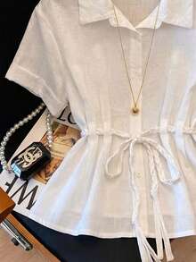 GlowEve Women's Woven Casual And Simple Summer Blouse - White - View 5