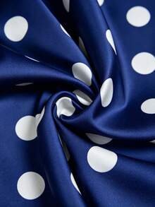 Franclia New Polka Dot Satin T-Shirt For Women - Navy Blue - View 5