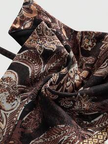 ROMWE Fairycore Top Plus Size Feminina com Estampa Retrô Hippie Western Cowboy, Decoração de Contas de Madeira Transparentes, Bainha com Franjas e Estampa Paisley Twist - Multicolorido - Visão 4