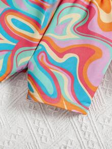 SHEIN Baby Girl Cute Floral Knit Vest & Shorts Set, Summer - Multicolor - View 3