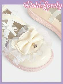 Dola Lovely 女士米色圆头坡跟厚底玛丽珍鞋，甜美可爱兔耳朵装饰，洛丽塔风格，JK风格，生日派对服装 - 米色兔耳朵 - 查看 5