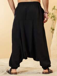 VENTUSAIL Men's Mature Casual Baggy Design Pants - Black - View 2