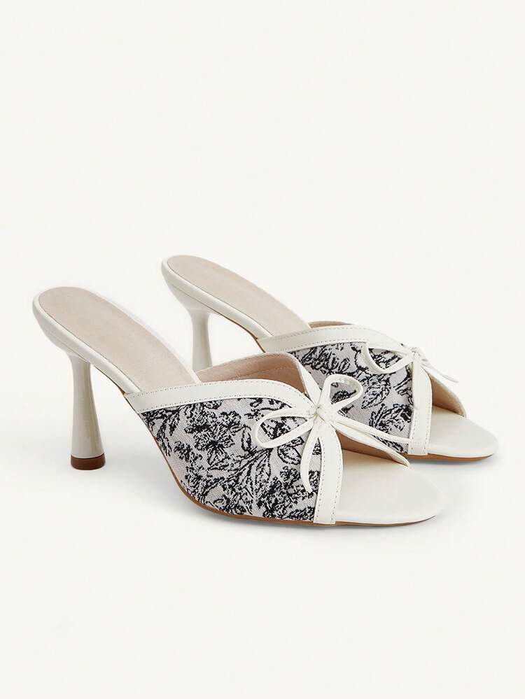 CUCCOO CHICEST Women Shoes New Retro Pattern High-Heeled Sandals Women's Sexy Open-Toed Bow Wear High Heels Summer Shoes