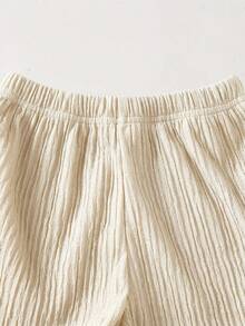 SHEIN Genkimix Kids Bộ đồ cho bé gái (nhỏ) gồm áo hai dây móc họa tiết hoa và quần short, viền dệt màu nâu. - trắng - Xem 4