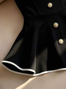 Franclia Áo ống không tay dáng chữ A phối màu đen trắng tương phản dành cho nữ, chất liệu dệt kim co giãn, thích hợp cho hẹn hò, đi chơi, đi làm, thanh lịch, sang trọng, thường ngày, đa năng, quyến rũ, trang phục công sở. - Đen và trắng - Xem 4