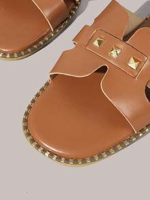 Rivet Sandals Women's Spring And Summer New Sexy Cross Belt Travel Women's Shoes, Spring And Summer Outer Wear Holiday Beach Leisure Summer Shoes - Brown - View 5