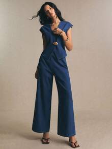 Bộ áo và quần jean nữ kiểu dáng thường ngày, thích hợp cho mùa hè. - Rửa tối - Xem 7